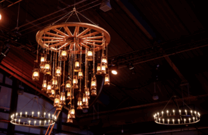 TF_Wagon Wheel Chandelier Below